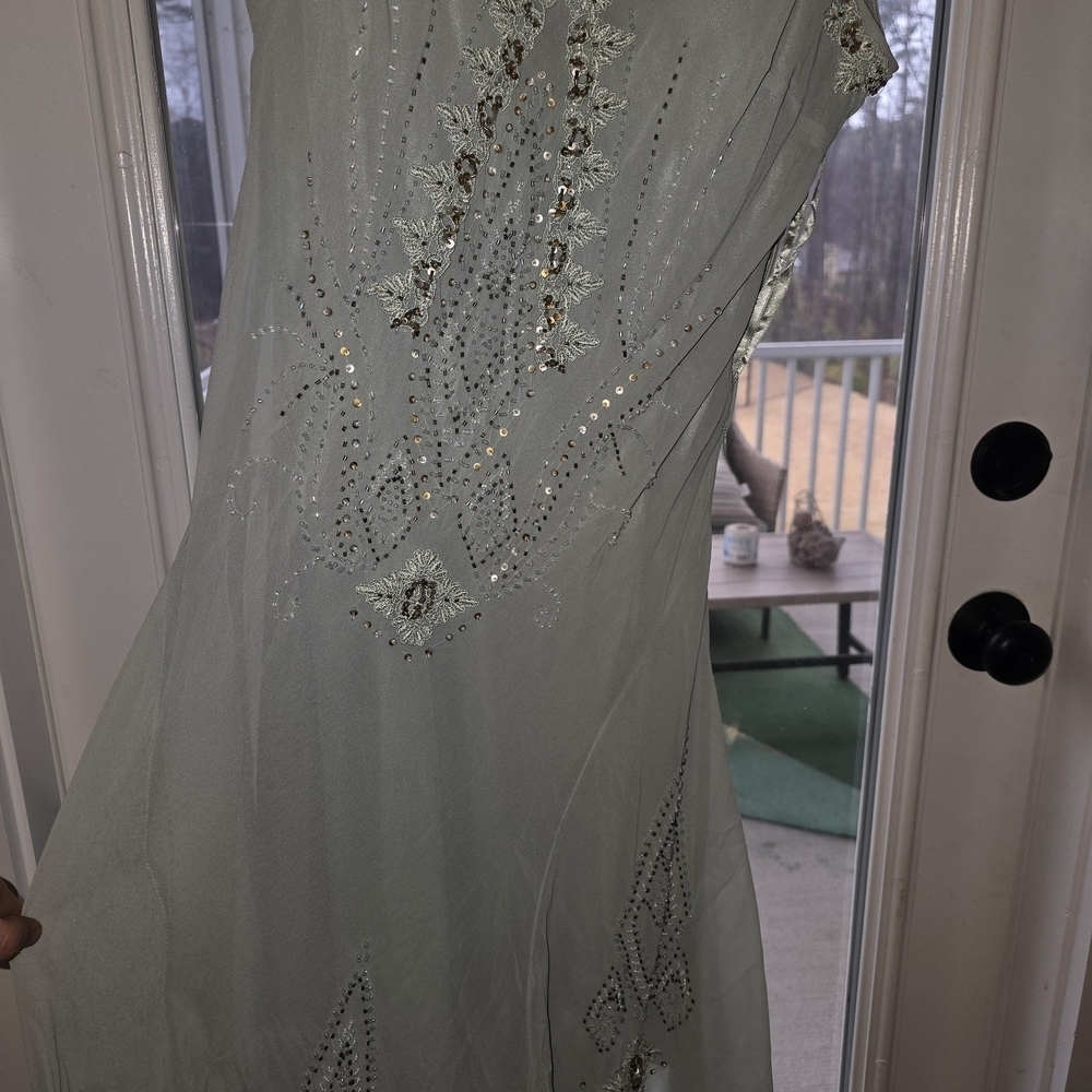 R&M Richards One Shoulder Dress in Light Green